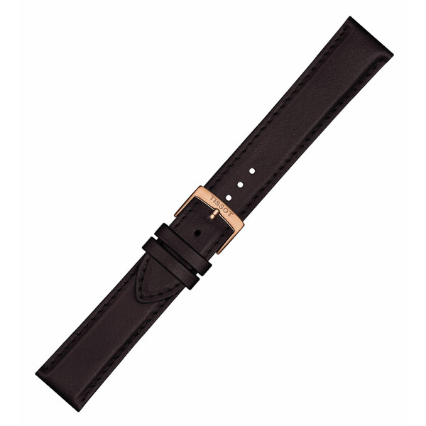 Brązowy, gładki pasek do zegarka Tissot, szerokość 20 mm.