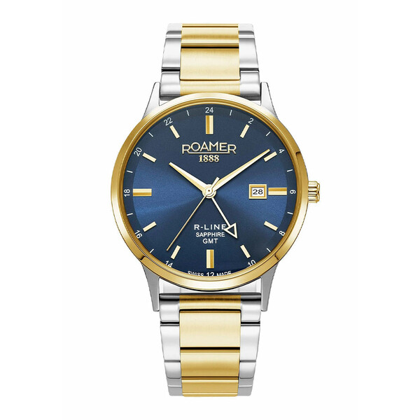 Męski zegarek Roamer GMT w kolorze srebrno złotym