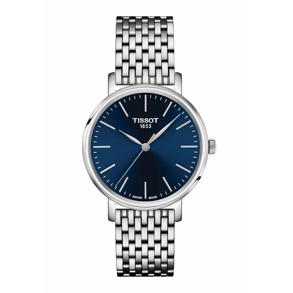 Klasyczny zegarek damski Tissot z niebieską tarczą