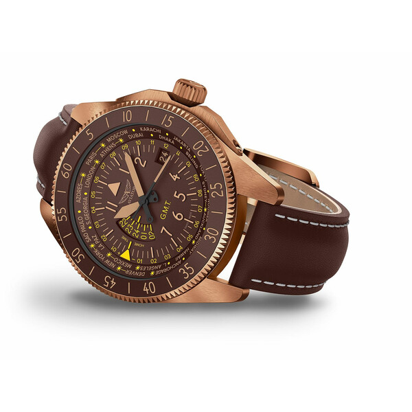 Zegarek męski na brązowym pasku skórzanym Aviator