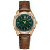 Złocony zegarek damski Citizen FE2113-16X z zieloną tarczą