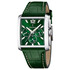 Prostokątny zegarek męski na pasku skórzanym zielony Festina